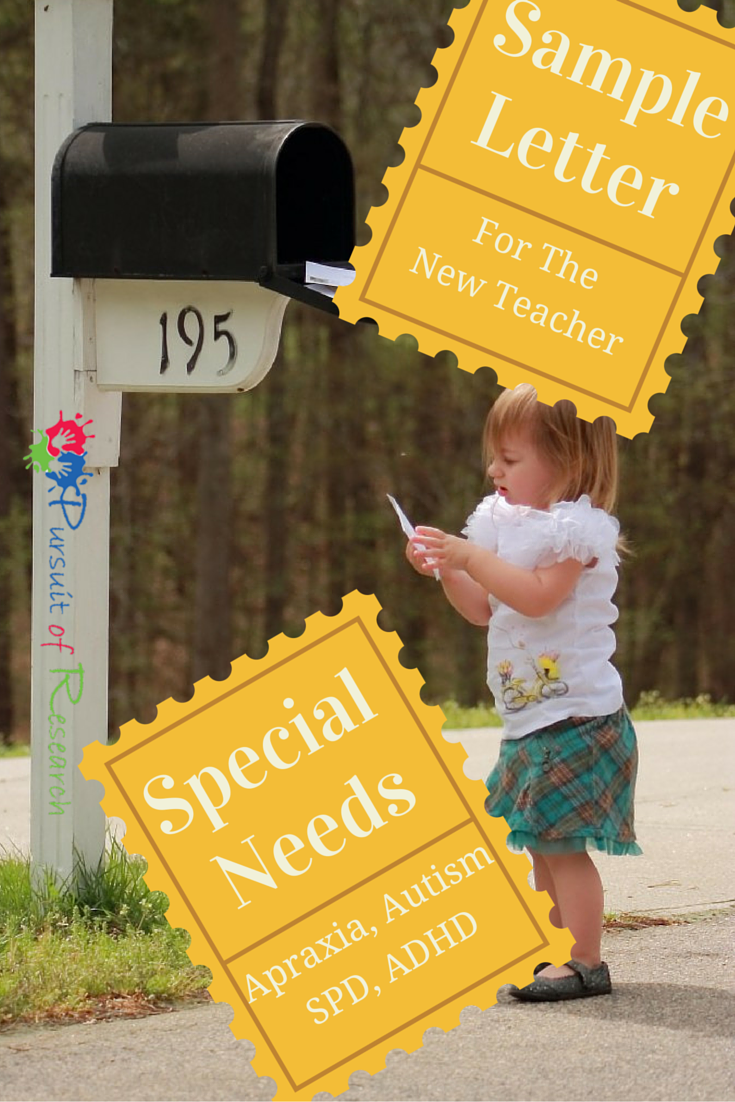 Sample Letters To Your Child's New Teacher For Apraxia Autism Or Any Special Need